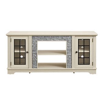 Trikiousd 58" Modern TV Stand with 2-Door Storage, Faux Stone Media Console