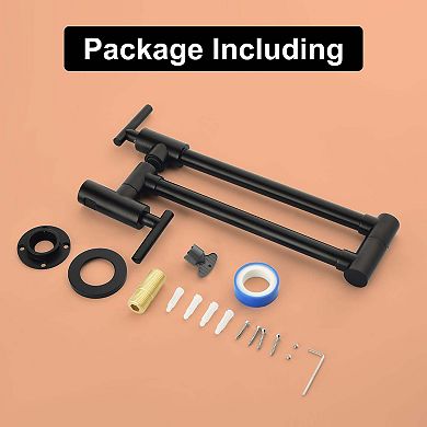 Wall Mounted Double Handle 1.8 GPM Pot Filler with 2 Built-in Ceramic Cartridge