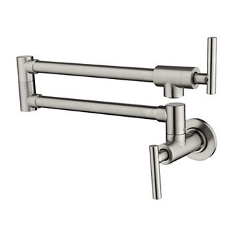 Wall Mounted Double Handle 1.8 GPM Pot Filler with 2 Built-in Ceramic Cartridge