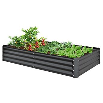 6 x 3 x 1 ft. Galvanized Steel Raised Garden Bed, Large Outdoor Metal Planter Box in Gray