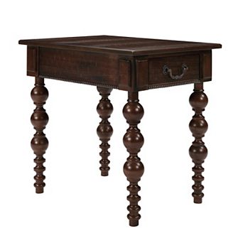 KWPZQEB Wood Block Legs Vintage Narrow End Table with Drawer for Living Room
