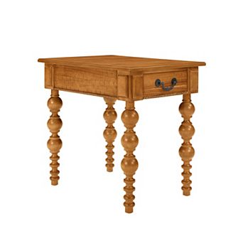 KWPZQEB Wood Block Legs Vintage Narrow End Table with Drawer for Living Room