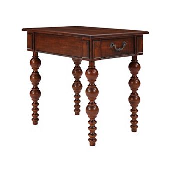 KWPZQEB Wood Block Legs Vintage Narrow End Table with Drawer for Living Room