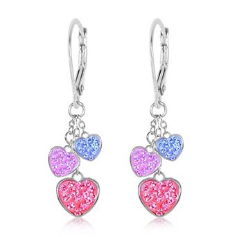 Chanteur/Girl/Heart Dangle White Gold Paladdium Leverback Earring