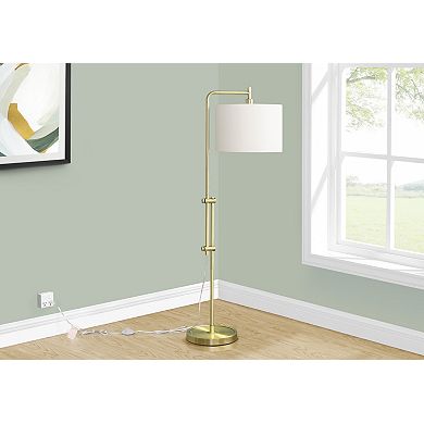 Lighting Floor Lamp Brass Metal Ivory Cream Shade Contemporary