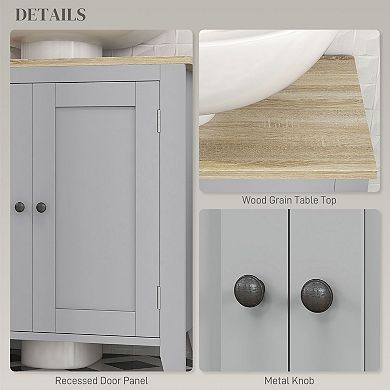 Under-Sink Bathroom Cabinet with U-Shaped Cut-Out and Adjustable Shelf