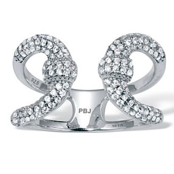 PalmBeach Jewelry .68 TCW Round Cubic Zirconia Sterling Silver Open Wrap Ring