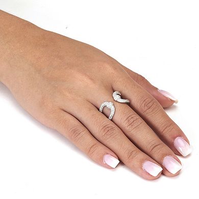 PalmBeach Jewelry .68 TCW Round Cubic Zirconia Sterling Silver Open Wrap Ring