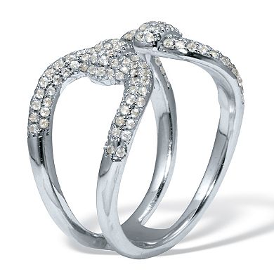 PalmBeach Jewelry .68 TCW Round Cubic Zirconia Sterling Silver Open Wrap Ring