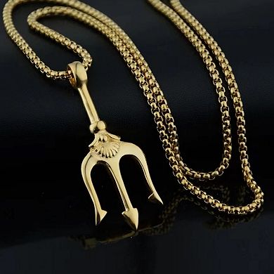 Neptune's Trident Necklace Retro Mythical Sea King Poseidon Trident Harpoon Pendant Necklace