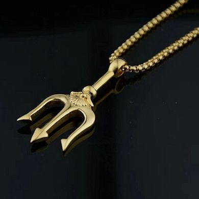 Neptune's Trident Necklace Retro Mythical Sea King Poseidon Trident Harpoon Pendant Necklace