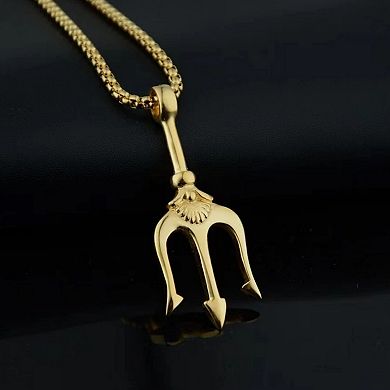 Neptune's Trident Necklace Retro Mythical Sea King Poseidon Trident Harpoon Pendant Necklace