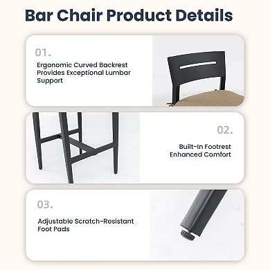 Eazegath 2-Piece Outdoor Aluminum Bar Chairs Patio Bar Stools with Sunbrella Cushions