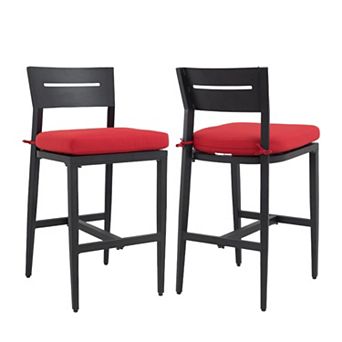 Eazegath 2 pc Outdoor Aluminum Bar Chairs Patio Bar Stools with Sunbrella Cushions