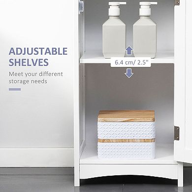 Tall Narrow Storage Cabinet with Open Shelves, Drawer, and Door
