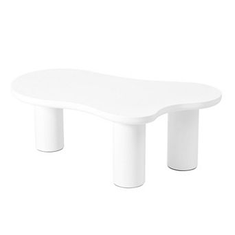 KWPZQEB Cream Style Irregular Cloud Coffee Table with 3 Sturdy Legs for Living Room