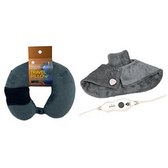 Electric Neck & Shoulder Heating Pad + Memory Foam Travel Pillow