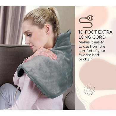 Electric Neck & Shoulder Heating Pad + Memory Foam Travel Pillow