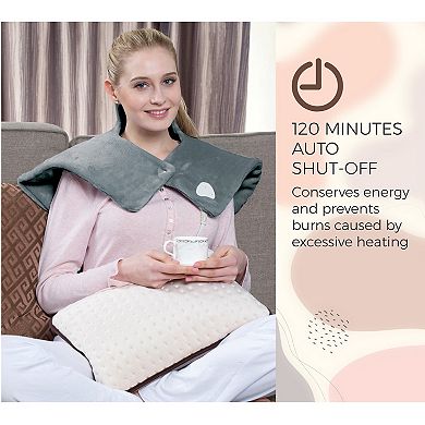 Electric Neck & Shoulder Heating Pad + Memory Foam Travel Pillow
