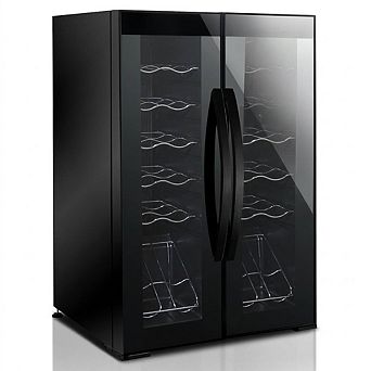 24-Bottle Wine Cooler, Freestanding Mini Fridge, Digital Control, Stainless Steel Door
