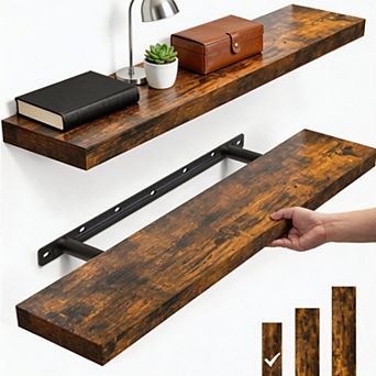 Rustic Wood Floating Wall Shelf