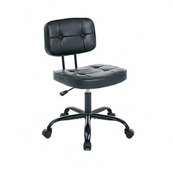 YIORTWO PU Leather Armless Office Chair with Wheels, Compact Ergonomic Desk Chair