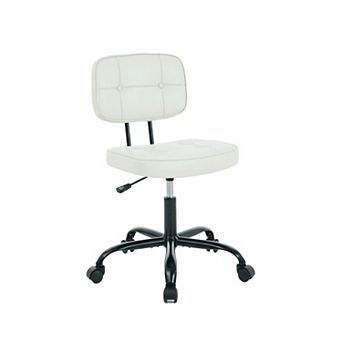 PU Leather Armless Office Chair with Wheels, Compact Ergonomic Desk Chair