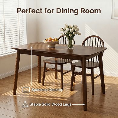 Heybly 47-Inch Solid Wood Dining Table, Rectangular Kitchen Table with Rounded Corners