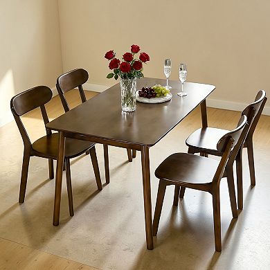 Heybly 47-Inch Solid Wood Dining Table, Rectangular Kitchen Table with Rounded Corners