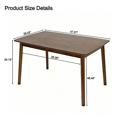Heybly 47-Inch Solid Wood Dining Table, Rectangular Kitchen Table with Rounded Corners