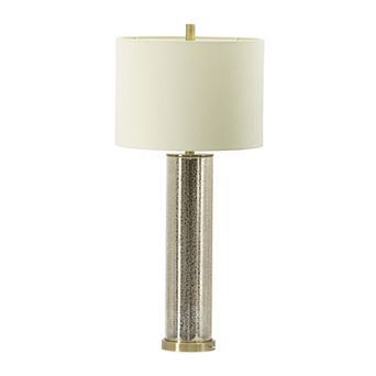 Gold Mirrored Glass Table Lamp White Fabric Shade