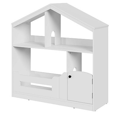 2-Tier Kids Bookshelf and Toy Storage with Toy Storage & Motion Sensor Light