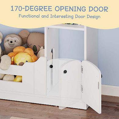 2-Tier Kids Bookshelf and Toy Storage with Toy Storage & Motion Sensor Light