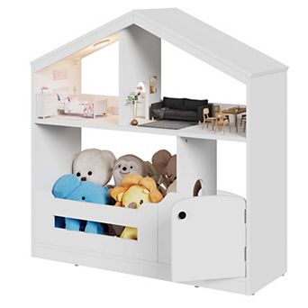 2 tier Kids Bookshelf and Toy Storage with Toy Storage & Motion Sensor Light