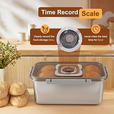 Zoulao Stainless Steel Airtight Bread Box, Dishwasher Safe, w/ Timer & Handle