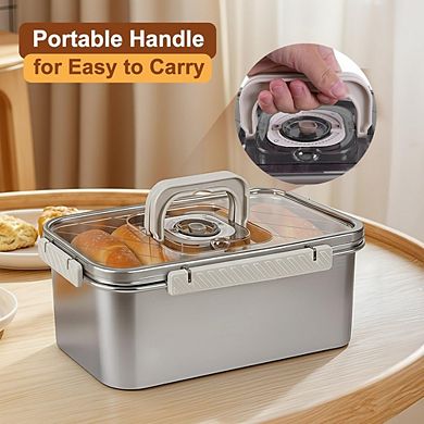 Zoulao Stainless Steel Airtight Bread Box, Dishwasher Safe, w/ Timer & Handle