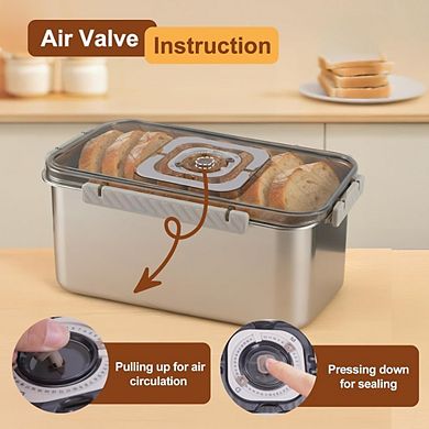 Zoulao Stainless Steel Airtight Bread Box, Dishwasher Safe, w/ Timer & Handle