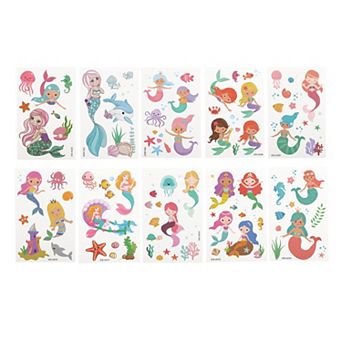 Realistic Mermaid Temporary Tatto Blue Yellow 10 pc