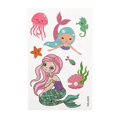 Realistic Mermaid Temporary Tatto Blue Yellow 10 Pcs