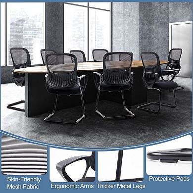YIORTWO Mesh Office Chair Set of 2 Ergonomic Sled Base No Wheels Lumbar Support