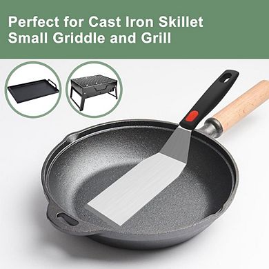 Zoulao Stainless Steel Spatula Set, Heavy-Duty, Silicone Handle, for Cast Iron, Grill, Pancake