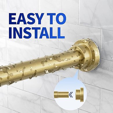 1in Heavy Duty Tension Shower Rod, Adjustable 28-74in No Drilling Chrome Gold