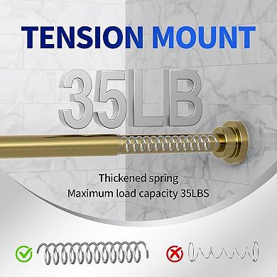 1in Heavy Duty Tension Shower Rod, Adjustable 28-74in No Drilling Chrome Gold