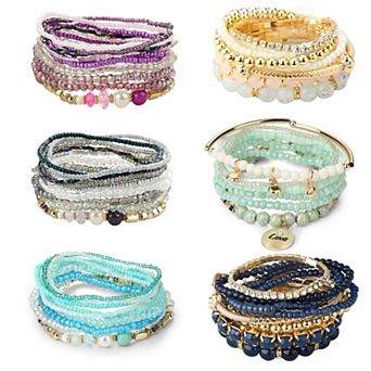 Boho colorful beads, stretchy stackable bracelet