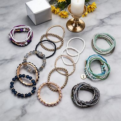 Boho colorful beads, stretchy stackable bracelet