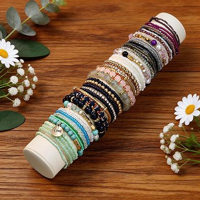 Boho colorful beads, stretchy stackable bracelet
