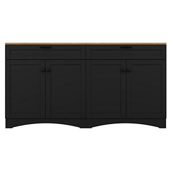 Trikiousd Farmhouse TV Stand with Drawers & Adjustable Shelves for TVs Up to 70"