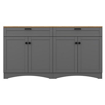 Trikiousd Farmhouse TV Stand with Drawers & Adjustable Shelves for TVs Up to 70"