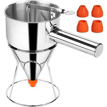 Zoulao 40oz Stainless Steel Pancake Batter Dispenser with Squeeze Handle & Nozzles