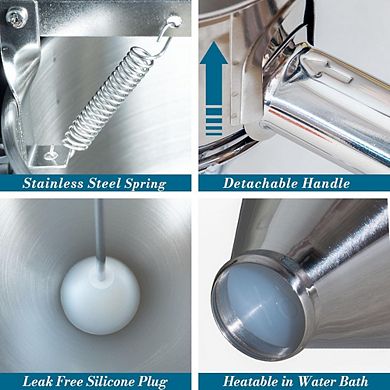 Zoulao 40oz Stainless Steel Pancake Batter Dispenser with Squeeze Handle & Nozzles